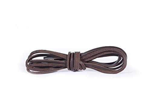 Kaps Cordones de Cuero, Cordones de Zapatos de Cuero 100% Piel Legítima, Fabricados en Europa (120 cm - 6 a 8 pares de ojales / 76 - marrón)