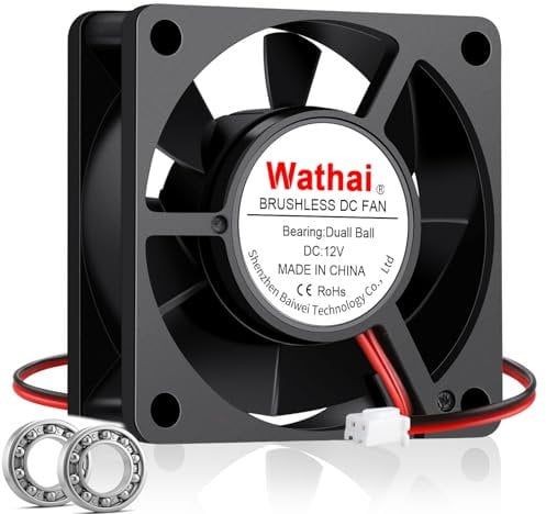 Wathai 60mm x 20mm Brushless Cooling Fan 12V DC Dual Ball for DIY Ventilation Project