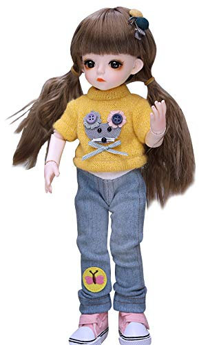 UCanaan BJD Puppe,1/6 SD Puppen 12 Inch 25 Ball Gelenkpuppe DIY Spielzeuge mit Full Set Kleidung Schuhe Perücke Kosmetik, Mädchen-JIA JIA