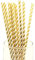 Fancy Paper Drinking Straws 100 Pcs Bulk Biodegradable Plastic Free Straws for Parties, Baby Birthdays, Weddings Party, DIY Decorations, Valentines, in Bright Color Striped (Gold with Dual Strips)