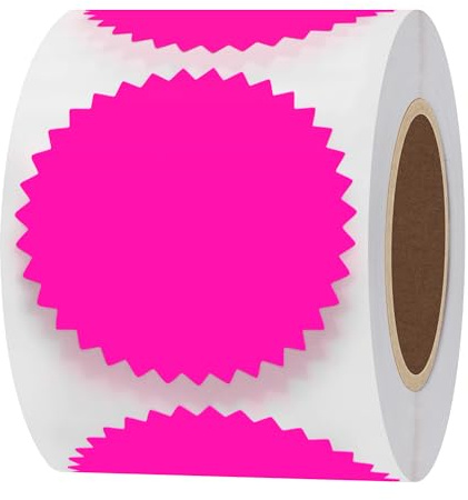 Hylabelest 2 Inch Fluorescent Pink Certificate Wafer Seals Labels Awards Legal Embossing Stickers (Fluorescent Pink)