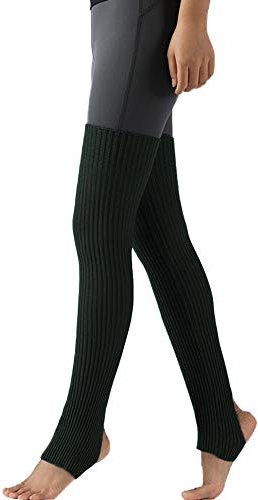Nanxson Damen Beinwärmer Winter Gerippt Gestrickt Beinstulpen Strumpf für 80er Jahre Party Dance Sport Yoga TTW0072 (dunkel grün)