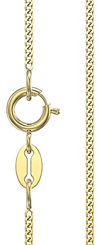 Aeon Yellow Gold Necklace - 1mm 9 Carat Diamond Cut Curb Chain Necklace | 16, 18 & 20 Inch Chain | Polishing Cloth & Gift Box Included