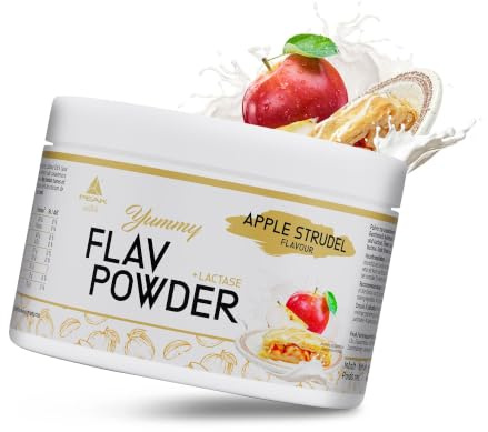 PEAK Yummy Flav Powder - 250g Geschmack Apple Strudel I 50 Portionen I Geschmackspulver zum Süßen fast ohne Kalorien und ohne Zuckerzusatz I mit Inulin und dem Verdauungsenzym Laktase I vegan