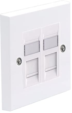 LEENUE RJ45 Socket Cat6, Ethernet Double Socket RJ45 Network Wall Plate 2 Port with Keystone Jack, 1 Pack White