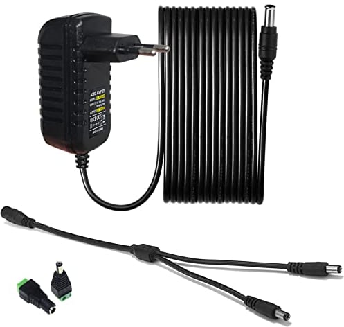 WiTi 12V Netzteil 2000mA AC Adapter 3 Meter Kabel 100-240v 50-60hz zu DC Stromversorgung 12V 2A 24W Stecker 5,5mm x 2,1mm Power Supply Ladegerät Netzteil für CCTV-Kamera, LED Streifen, Router ect