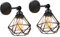 TOKIUS Apliques de Pared Vintage Diseño de Jaula de Hierro Ø 16cm Negro Industrial Lámpara Pared Interior Lámpara de Techo Ajustable para Pasillo Escalera Dormitorio (2 Piezas, # Negro)