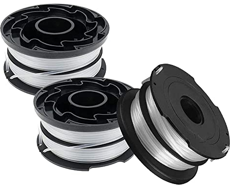 ERHUO Lot de 3 bobines de Fil de débroussailleuse compatibles avec Black & Decker DF-065 GH710 GH700 GH750 RC-065, DF-065-BKP - Fil de Recharge pour désherbeur à Double Alimentation Automatique 11 m
