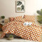Houseri Burnt Orange Grid Comforter Set King White and Caramel Plaid Bedding Comforter Sets for Women Men Rust Orange Buffalo Checkered Bed Quilt Soft Comfy Chic Cinnamon Gingham Comforters King Size
