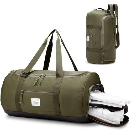 Brozoza Travel Duffel Bag Weekender Overnight - Tasche für Damen Herren 40L Tasche mit Schuhfach Wet Pocket Medium Sport Gym Bag, Grün#1, Reisetasche