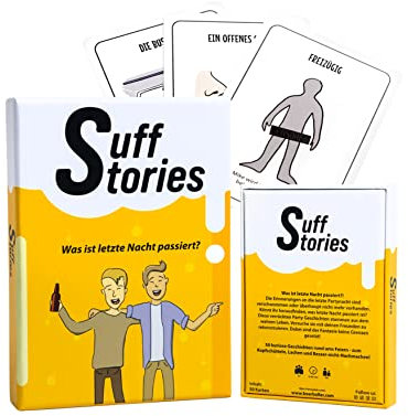 BeerBaller® Suff Stories - 50 kuriose Geschichten rund ums Feiern - zum Kopfschütteln, Lachen und Besser-Nicht-Nachmachen! Partyspiele für Erwachsene lustig | Kartenspiele für Erwachsene