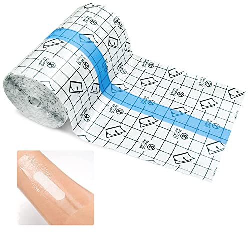 Vendaje Transparente Impermeable, 10cm x 10m Heridas Impermeable Cinta, Vendaje para Tatuajes, Esparadrapo Transparente, Apósitos para Heridas, Film Tattoo Adecuado para Protección Heridas