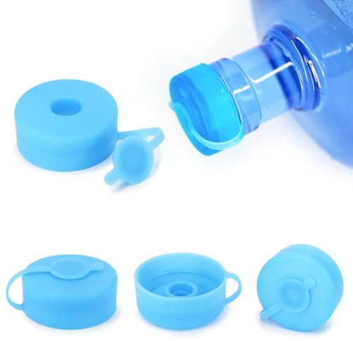 Myvision 3-5 Gallon Water Jug Cap Reusable, Silicone Replacement Cap, Non Spill Bottle Caps for 2.16in/55mm Bottle Water Dispenser Caps-4 Pack