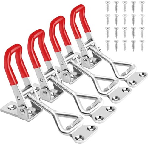 4 Pack Metal Toggle Latch,Box Closure Tension Lock Toggle Clamp Latch Adjustable Toggle Latch Quick Release Toggle Catch Latch for Tool Boxes Trunk Cases (Silver)