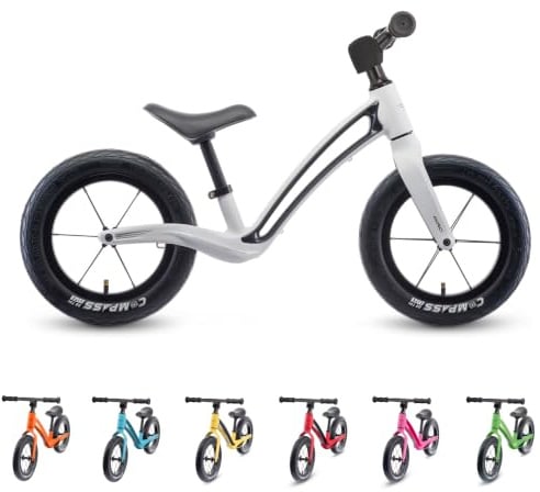 Hornit AIRO 12 in Balance Bike, 2.95 kg, Orca White, for Ages 1.5-5 | Magnesium-alloy frame, pneumatic tyres, sealed bearings and integrated footrests suit riders aged 1.5-5.