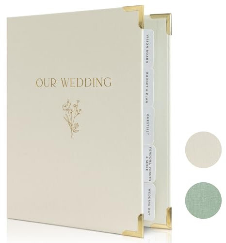 Beautiful Wedding Planner Book And Organizer - A Unique Linen Binder For the Bride Perfect To Plan Your Big Day - An Exceptional Engagement Gift For Newly Engaged Couples, Future Brides, And Grooms