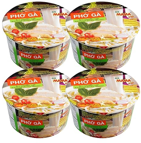 MAMA PHO GA Chicken Flavour Vietnamese Style Instant Rice Noodles Soup Bowl 65g (Pack of 4)