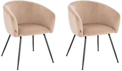 Home Deluxe - Polsterstuhl ARIA - 2 Stück, Farbe: Samt Beige - weiche Polsterung, bis 120 kg belastbar I Küchenstuhl Speisestühle Esszimmerstühle