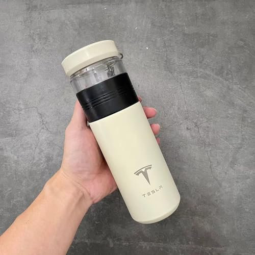 BAUFAS Thermobecher Kaffeebecher, FüR Tesla model S model X model Y model 3 Auslaufsicherer kaffeebecher Thermosflasche Reisebecher, für den Innen- und Außenbereich,A