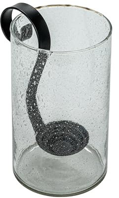 Creative Co-Op Großer Hurricane aus recyceltem Blasen-Glas mit Metall-Kerzenhalter, transparent