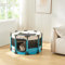 [en.casa] Welpenauslauf Nærøysund Laufstall 72 x 72 x 45 cm für Hund Katze wasserdicht Haustierlaufstall Indoor Outdoor Textil Blau/Beige