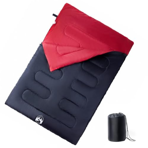 vidaXL Doppelschlafsack, Schlafsack mit Kissen für Erwachsene, Deckenschlafsack für Camping Trekking Reisen, Leichtschlafsack 3-4 Jahreszeiten