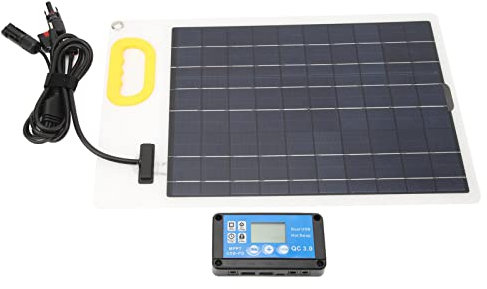 Kit de Panneaux Solaires Polycristallins 100w avec Contrôleur MPPT 30A, Double Port USB pour Camping-Cars