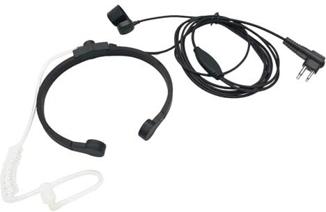 stdgove 2 Pin Tactical Throat Mic Microphone 2-way Radio Neck Bone Conduction Headset Mike for Motorola CP100 PR400 CP200D CLS1140 DLR1060 CP185 Walkie Talkies