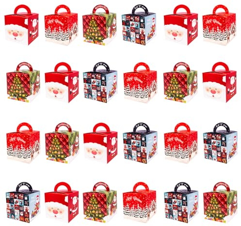 Geschenkkartons 24 Stück Geschenkboxen für Weihnachten Geschenk-Behälter, Geschenktüten Süßigkeiten Goodies Boxen für Kekse, Schokolade, Süßigkeiten