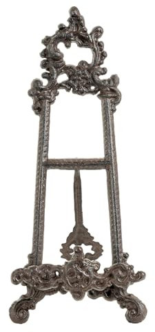 Sungmor Vintage Cast Iron Cookbook Stand, Small Ornate Easel Fleur De Lis Stand, 15.5 Tall Table Top Display Holder for Recipe Book, Picture Frame, Plate, Home Kitchen Decor