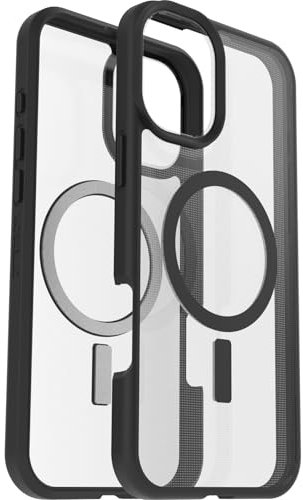 OtterBox Sleek Series MagSafe Case for iPhone 16 Plus, Shockproof, Drop proof, Ultra-Slim, Protective Thin Case, Tested to Military Standard, Clear/Black, Non-Retail Packaging