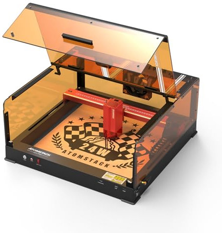 ATOMSTACK A24 Pro Ultra Laser Graviermaschine 120W mit B3 Gehäuse Schutzbox mit Kamera, 24W Leistungsstarker Laser Cutter Lasergravierer für Holz Metall DIY Dekoration, Not-Aus, Augenschutz
