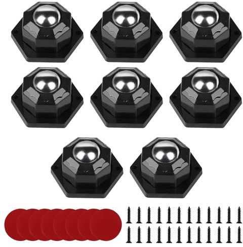 CPROSP 8 Stücke Kugelrollen 20 mm mit Schrauben, Kugelrollenlager 360º, Selbstklebende Rollen für Möbel, Rollen für Transport von Waren, Möbeln, Küchengeräte, Industriemaschinen