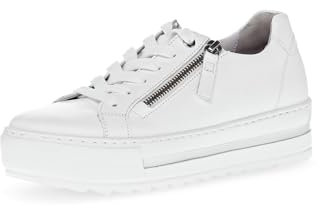 Gabor Damen Low-Top Sneaker, Frauen Halbschuhe,Leichte Mehrweite (G),Freizeitschuhe,Turnschuhe,Laufschuhe,schnürschuhe,Weiss,38.5 EU / 5.5 UK