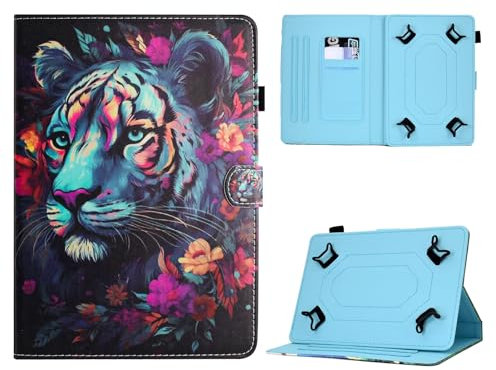 Auslbin Coloré en PU de Coque Universal Tablet 9.7-11 Pouces, Coloré et Joli Motif, Étui à Rabat pour Tablette Blackview/Teclast/Universal avec Support adapté Aux Films, Tigre