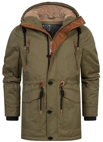 Indicode Uomini INGillespie Jacket | Giacca invernale con cappuccio foderato Army M