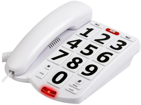 BLASHRD Big Button Phone for Elderly Seniors, Home Land Line Phone One Key for Help Telephone for the Visually Hearing Impaired