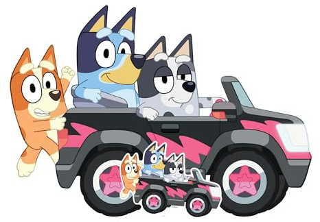 Star Cutouts SC4533 Bluey, Bingo & Muffin Driving Cardboard Cutout – 93cm Party Fun