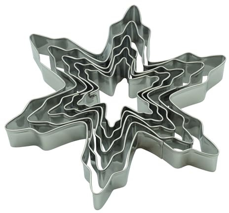 BekkiB - 5er-Set Ausstecher Schneeflocken - Spülmaschinengeeignete Ausstechformen aus Edelstahl - Zum Backen von Keksen, Terrassenplätzchen & Linzer Augen - 88465