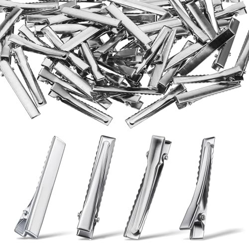 Krokodil Haarspange für DIY Schleifen Haarspangen 4.5 cm Lang Silber Haarlocken Trennungs Clips Friseur Clips Blanko Krokodil Clip (100 Pcs)