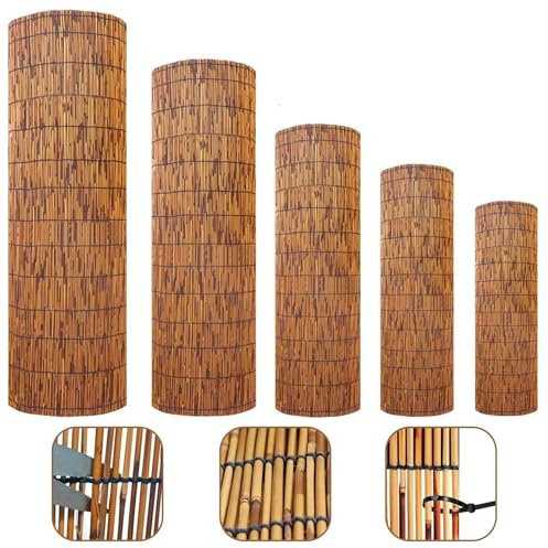 Brezo Ocultacion Mimbre Rollo De Valla De Caña Valla Bambú Natural Cañizo Vallas De Madera Jardin Cerramiento Terraza Exterior Valla Privacidad Cubrir Balcon Exterior Para Piscinas Techos Y Patios