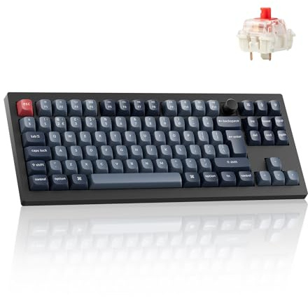 Keychron V3 Max TKL Wireless Mechanical Keyboard - 87 Keys Hot-Swappable Gateron Red Switch, QMK RGB Bluetooth/2.4 GHz, Compatible with Mac Windows Linux for Office & Gaming (UK Layout) - Black
