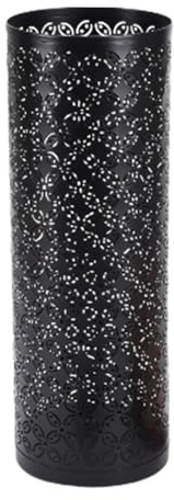Rund Schirmständer Regenschirm Modern Schwarz, 15x42 Cm Schirmständer Aus Metall, Regenschirmständer Mit Geometrischer Schnitzerei, Schirmhalter Für Wohnung, Schlafsaal, Büroeingang, Tür, Haus