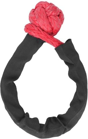 Soft Shackle 20mm 41000 LBS Break Strength Recovery Rope Shackle with Protective Sleeve for Truck Large SUVs Offroad Vehicle (Red)