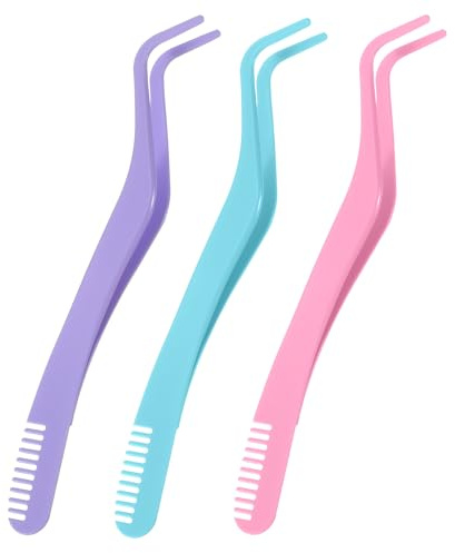 3 Stück Wimpern Pinzette für Lashes, Wimpernzange für Lashes Edelstahl | mit Anti-Rutsch-Griff & Wimpernkamm, Präzisionswerkzeug for Einzelwimpern, Clusters & Augenlid-Tapes