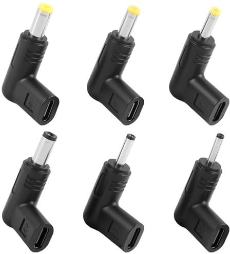 6 Stück 90 Grad Winkel Adapter für USB-C auf 5V PD, Trigger Ladeadapter für Laptop, Router, mobiles Netzteil, 12V Hohlstecker Adapterkabel für USB-C Geräte und Zubehör