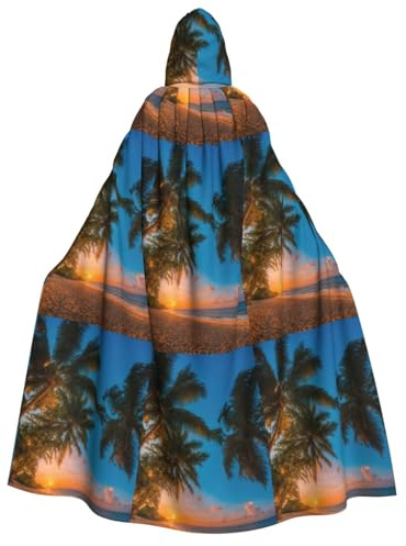 aabkjgfr Sunset Hawaiian Palm Tree Print Halloween Witch Robe,Adult Vampire Wizard Costume,Used For Parties,Masquerade,Carnival,Costume Party,Role Play