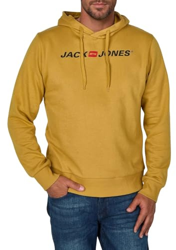 JACK & JONES Hoodie Herren mit Druck JJMORTY Regular Fit Kapuzenpullover | Pullover Sweatshirt Schwarz Grün Gelb Grau Rot S M L XL XXL 3XL 4XL 5XL 6XL 7XL 8XL