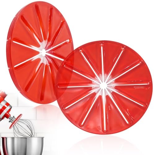 2 Stück Standmixer Zubehör, 14 x 14cm Rührkopf-Anti-Spritzer-Schallwand Standmixer-Spritzschutz Leicht zu Reinigen - Nur kompatibel mit 6-Draht-Schneebesen(Rot)
