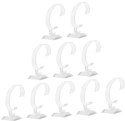 TOPPERFUN Supporto per Orologi Trasparente in Plastica Grande Set da 10 Pezzi Espositore da Tavolo Porta Orologi e Portagioielli Organizer Compatto e Stabile per Braccialetti e Accessori